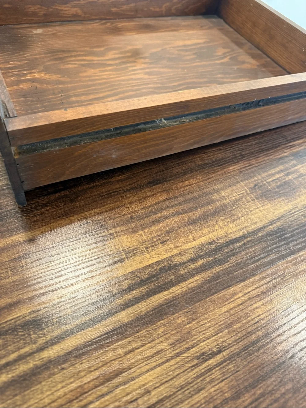 Vintage sewing machine drawer Wooden Tray with Brass Pull - Dark Brown